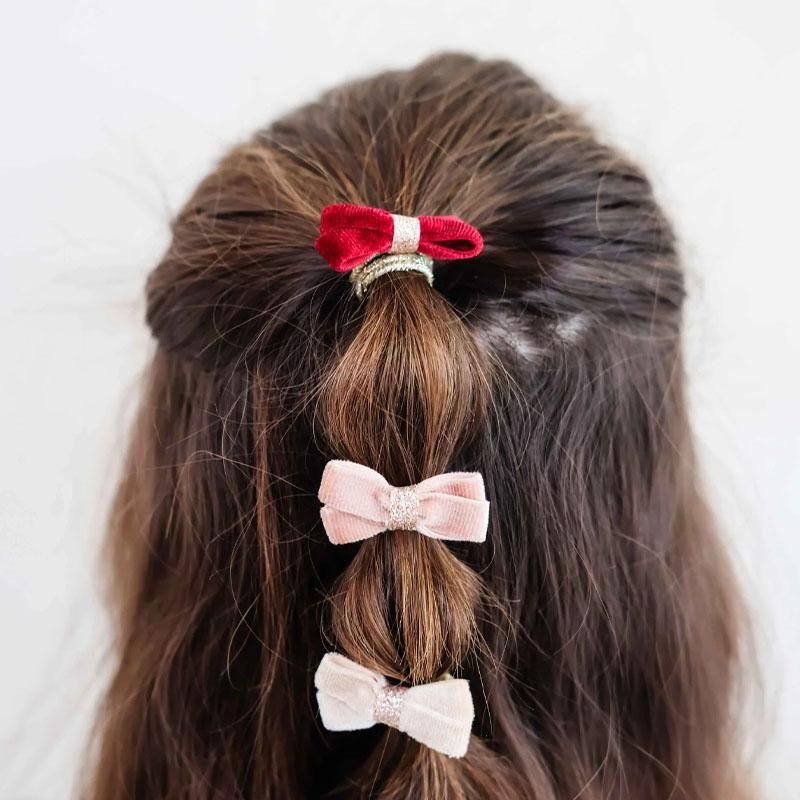 Mimi & Lula - 8 Mini Hårstrikk - Glitter Velvet Bow