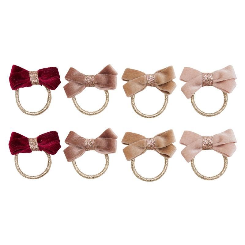 Mimi & Lula - 8 Mini Hårstrikk - Glitter Velvet Bow