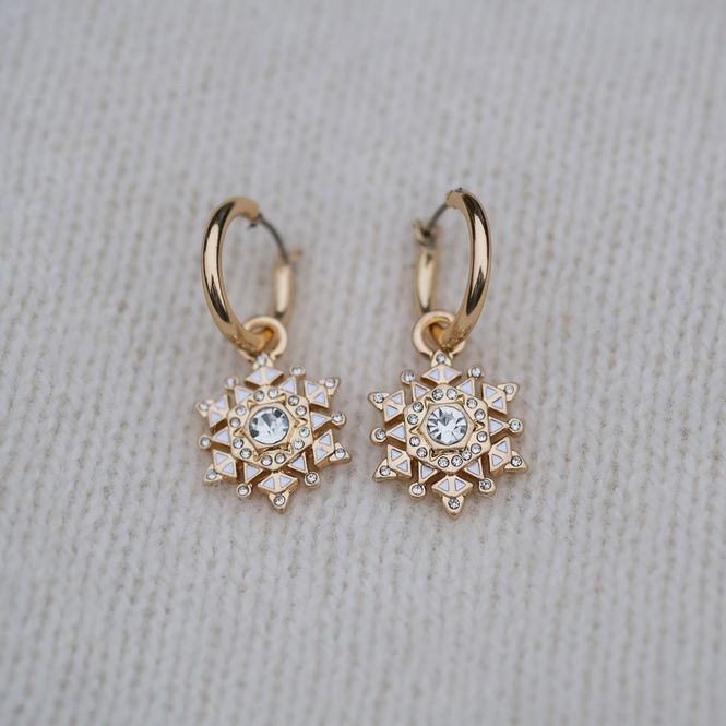Hovedbilde A&C - Snowflake øreringer med charm - G