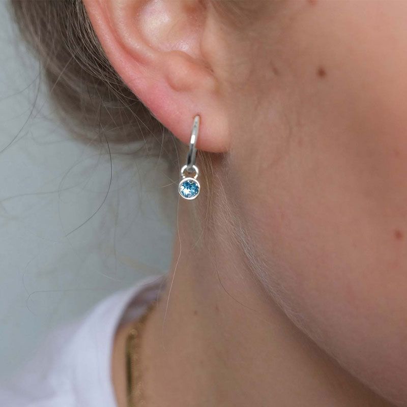 A&C - Crystal Hoops små øreringer - Denim blue S