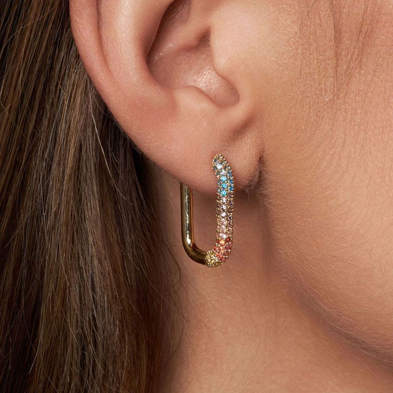 A&C - Basic ovale øreringer - Rainbow