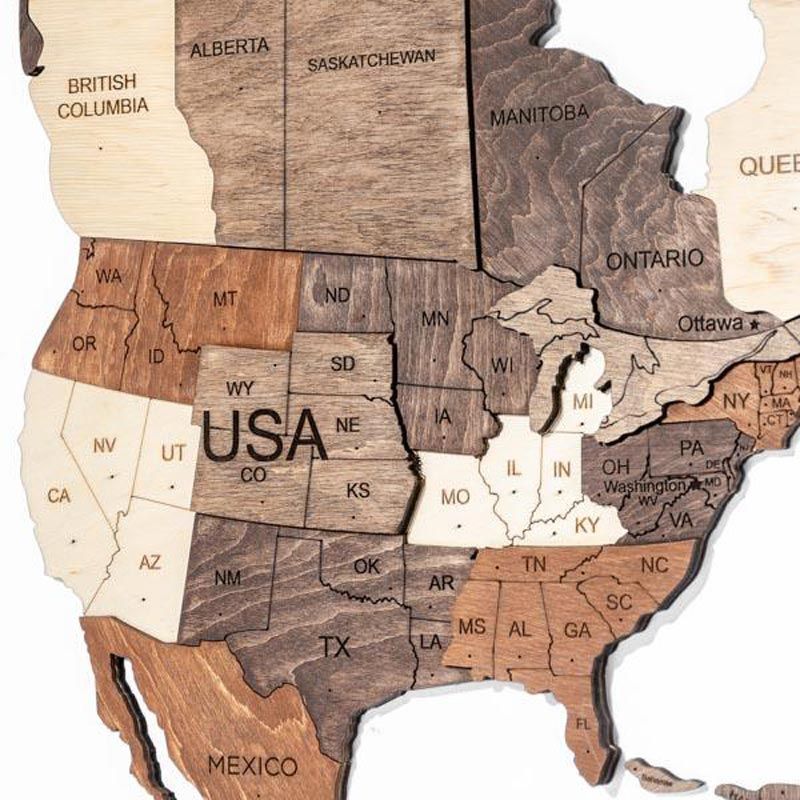 Enjoy The Wood - 3D Wood World Map Prime - Multicolor Basic L