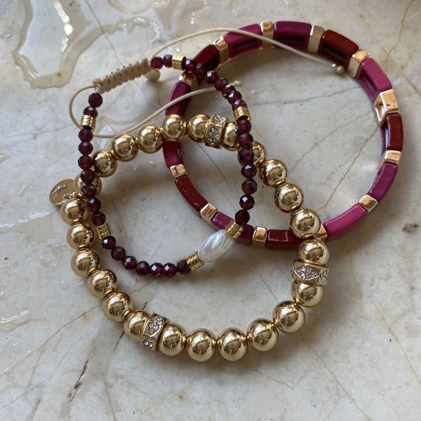 Bilde av A&C - Armbånd med halvedelstener - Garnet