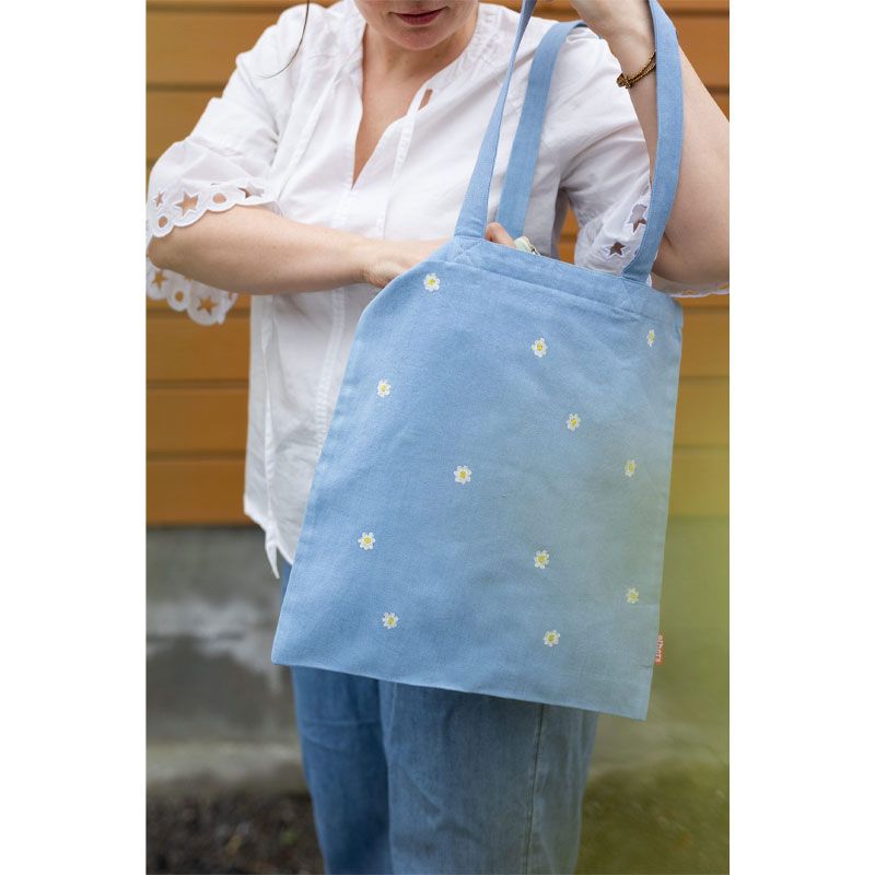 Others - Håndbrodert handlenett - Lys blå