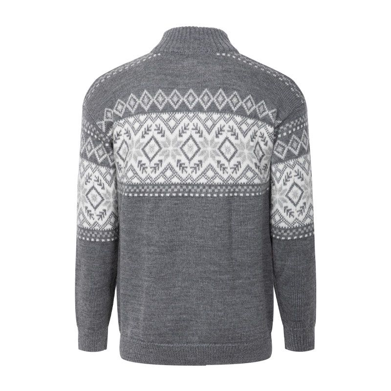 Scand. Ex. - Strikket genser half zip unisex - Grå melange/snøhvit