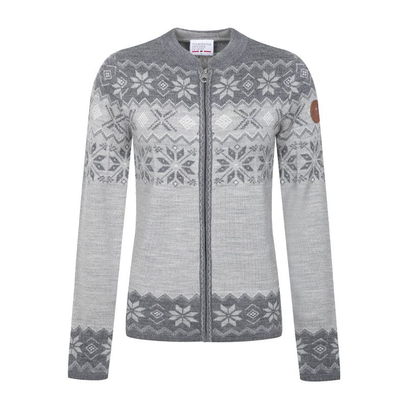 Scand. Ex. - Strikket jakke zip dame - Grå melert/mørk grå